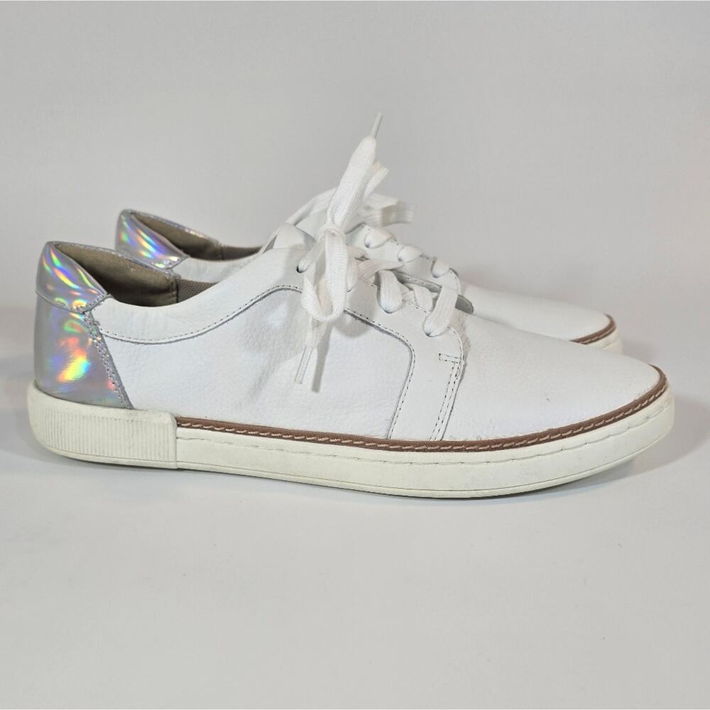 L Naturalizer Women Jane Lace Up Sneaker White Iridescent Size 10W Casual Shoes